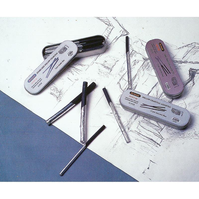 Σετ κάρβουνα ζωγραφικής σε μεταλλική θήκη