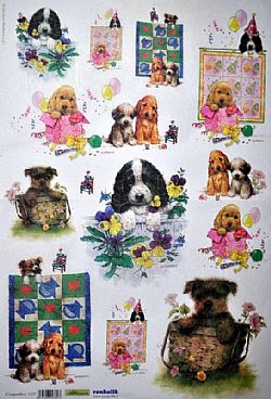 Ριζόχαρτο Decoupage ''σκυλάκια 35x50