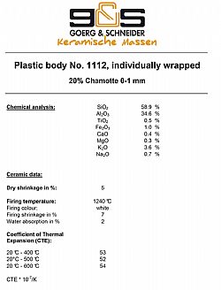 Goerg & Schneider stoneware λευκός πηλός 10kg