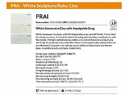 Prai Stoneware Λευκός Πηλός 12,5kg