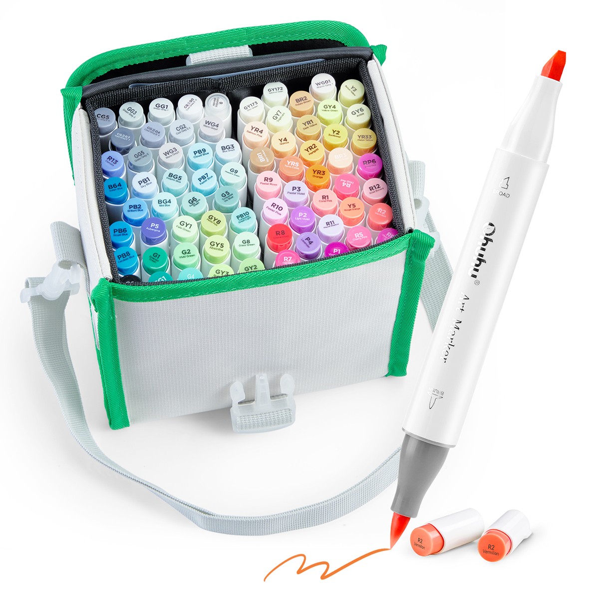 Ohuhu Honolulu 24 Basic Colors Dual Tips Alcohol Art Markers, Chisel & Brush
