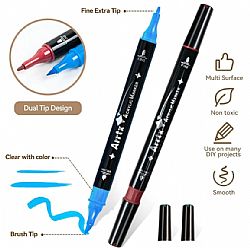 Arrtx 32 Ακρυλικοί Μαρκαδόροι Basic Colours Dualtip - Πινέλο-Fine