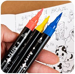 Arrtx 32 Ακρυλικοί Μαρκαδόροι Basic Colours Dualtip - Πινέλο-Fine