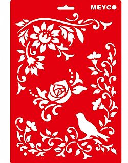 Στένσιλ 20χ31 BLOSSOMS & BIRD