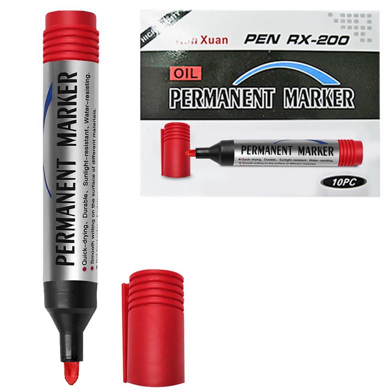 Μαρκαδόρος Ανεξίτηλος Κόκκινος 12,5x1,8cm