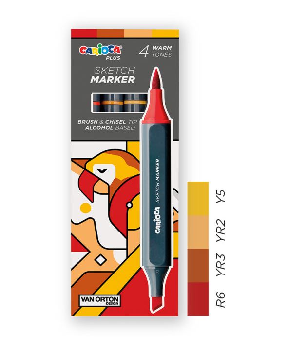 Carioca Plus μαρκαδόροι οινοπνεύματος σετ 4 τεμάχια Warm Tones