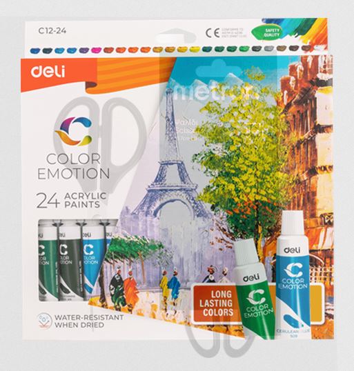 DELI ΧΡΩΜΑ ΑΚΡΥΛΙΚΟ 24 ΧΡΩΜΑΤΑ x 12ml COLOR EMOTION