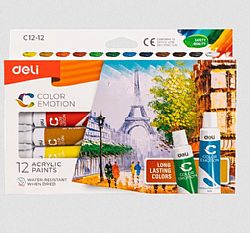 DELI ΧΡΩΜΑ ΑΚΡΥΛΙΚΟ 12 ΧΡΩΜΑΤΑ x 12ml COLOR EMOTION