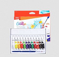DELI ΧΡΩΜΑ ΑΚΟΥΑΡΕΛΑΣ 12x5ml & 1 ΠΙΝΕΛΟ COLORUN