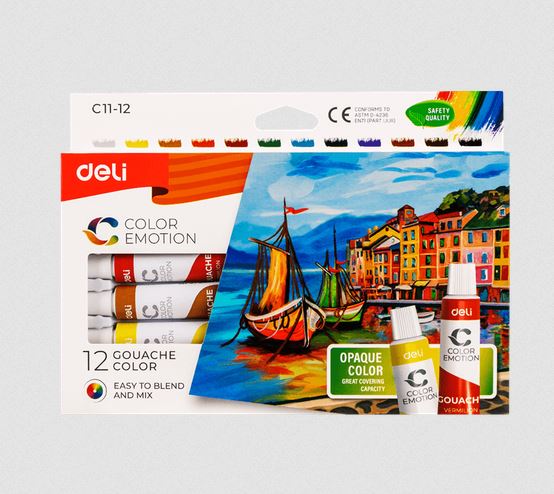 DELI ΤΕΜΠΕΡΑ 12 ΧΡΩΜΑΤΑ x 12ml COLOR EMOTION